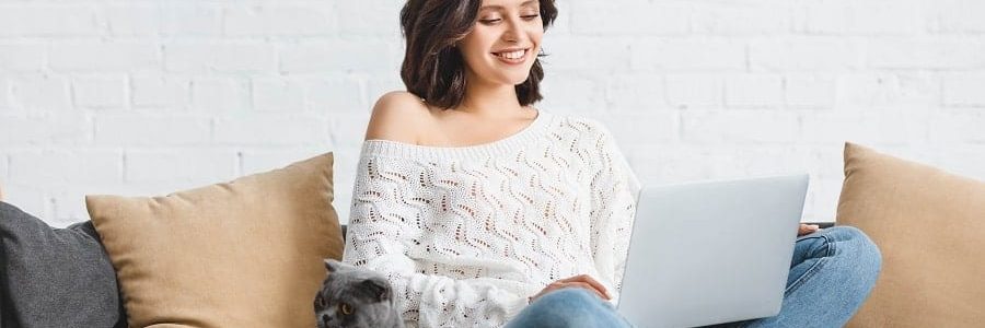 Woman inside looking online at private seller caravans | Financial Information | Tiger Finance